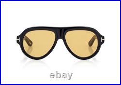 Tom Ford FT1225 01E Pilot Aviator Sunglasses Black Yellow Lens