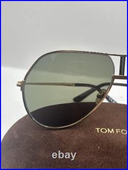 Tom Ford FT1281 30N Rickie 02 Shiny Deep Gold Green 63 mm Sunglasses Authentic