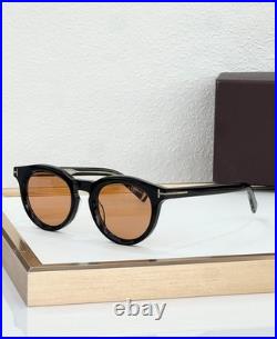 Tom Ford FT1325 ICON ROUND Sunglasses Black Brown Amber Lens 47-23-145