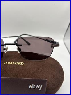 Tom Ford FT1354 01A Jake Sunglasses shiny black Rimeless Brand New Authentic