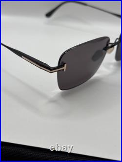 Tom Ford FT1354 01A Jake Sunglasses shiny black Rimeless Brand New Authentic
