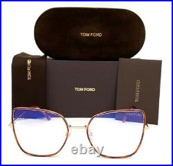 Tom Ford FT5630-B 053 Blonde Havana / Blue Block 56mm Eyeglasses TF5630-B