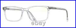 Tom Ford FT5735B 026 Shiny Crystal Shiny Palladium Blue Block Men's Eyeglasses
