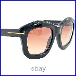 Tom Ford FT582 Julia 02 Womens Plastic Sunglass 01F Shiny Black 50 22 Italy