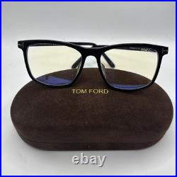 Tom Ford FT6038 F B 001 Shiny Black Square Blue Block Men's Eyeglasses