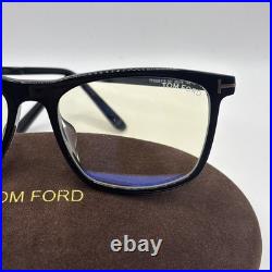 Tom Ford FT6038 F B 001 Shiny Black Square Blue Block Men's Eyeglasses