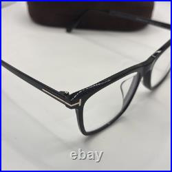 Tom Ford FT6038 F B 001 Shiny Black Square Blue Block Men's Eyeglasses