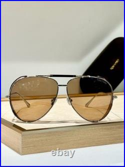 Tom Ford FT900 Jack02 62 11-140 Metal Frame Brown Lens Unisex Aviator Sunglasses