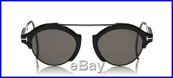 Tom Ford Farrah Oval Unisex Sunglasses Shiny Black Gunmetal Smoke Grey 0631 01a