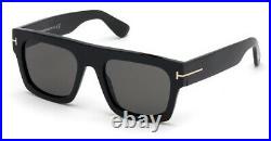 Tom Ford Fausto Sunglasses FT0711 01A Black Gold Grey Lenses Square Unisex
