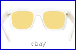Tom Ford Fausto TF711 25E Sunglasses Men's Shiny Ivory/Vintage Yellow Lens 53mm