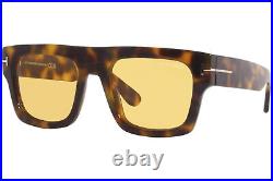 Tom Ford Fausto TF711 56E Sunglasses Men's Havana/Yellow Lens Square Shape 53mm