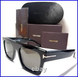Tom Ford Fausto Tf711 01a Shiny Black With Grey Lens Authentic Sunglasses 53-20
