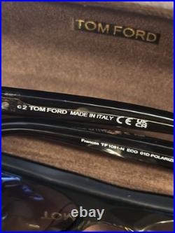 Tom Ford Frances TF1081-N ECO 01D Shiny Black Smoke Polarized 58mm Sunglasses