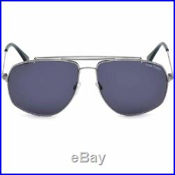 Tom Ford Georges Men Sunglasses Shiny Ruthenium with Blue/Purple Lens FT0496-14V
