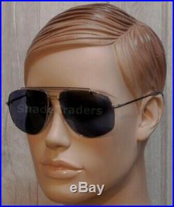 Tom Ford Georges Square Aviator Sunglasses Shiny Light Ruthenium Blue 0496 14v