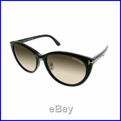 Tom Ford Gina TF 345 01B Black Plastic Cat-Eye Sunglasses Brown Gradient Lens