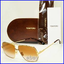 Tom Ford Gold Brown Pilot Arista Square Mens Sunglasses Frankie TF 735-H 30F