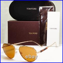 Tom Ford Gold Pilot Sunglasses Metal Mens Brown Andes TF 670 28E FT0670