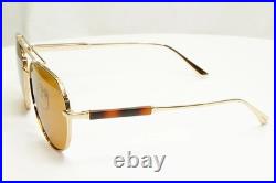 Tom Ford Gold Pilot Sunglasses Metal Mens Brown Andes TF 670 28E FT0670
