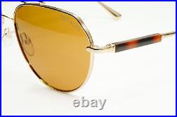 Tom Ford Gold Pilot Sunglasses Metal Mens Brown Andes TF 670 28E FT0670