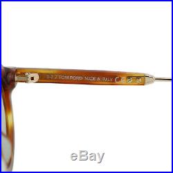 Tom Ford Grant-02 FT632 53A Light Havana & Gold T Logo Round Pantos Sunglasses