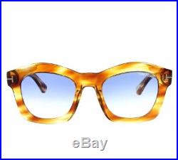 Tom Ford Greta TF 431 41W Light Havana Brown Blue Designer Women Sunglasses NEW