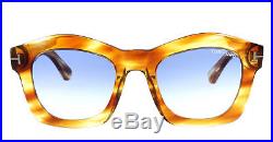 Tom Ford Greta TF431 41W 50MM Havana Brown Yellow Blue Sunglasses 50mm greta