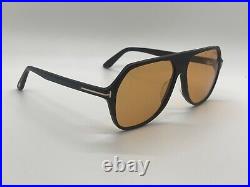 Tom Ford HAYES TF934 01E Shiny Black Brown Sunglasses 59-14-145mm