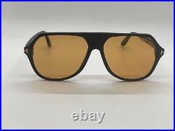 Tom Ford HAYES TF934 01E Shiny Black Brown Sunglasses 59-14-145mm