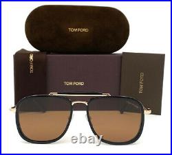 Tom Ford Huck FT0665 01E Shiny Black Gold / Brown 58mm Sunglasses TF0665