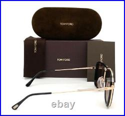 Tom Ford Huck FT0665 01E Shiny Black Gold / Brown 58mm Sunglasses TF0665