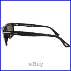 Tom Ford Hugh Square Sunglasses FT0337 01N 55 Black Frames Green Lenses