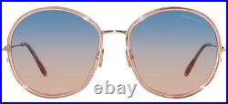 Tom Ford Hunter-02 Tf 946 72w Peach Gold W /blue Gradient Lens Sunglasses 58-18