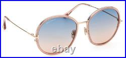 Tom Ford Hunter-02 Tf 946 72w Peach Gold W /blue Gradient Lens Sunglasses 58-18