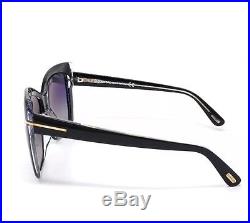 Tom Ford IRINA TF390 03D Polarized Black Gold Sunglasses 59mm NEW ITALY withCase