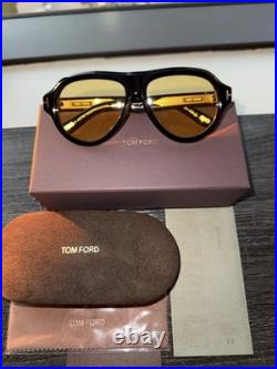 Tom Ford Icon TF1225 Pilot Sunglasses Black And Yellow Lenses