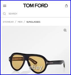 Tom Ford Icon TF1225 Pilot Sunglasses Black And Yellow Lenses