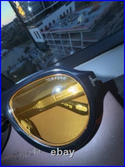 Tom Ford Icon TF1225 Pilot Sunglasses Black And Yellow Lenses
