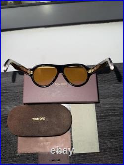 Tom Ford Icon TF1225 Pilot Sunglasses Black And Yellow Lenses