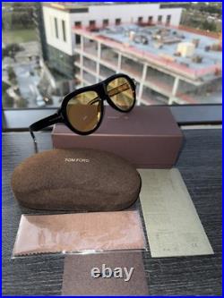 Tom Ford Icon TF1225 Pilot Sunglasses Black And Yellow Lenses