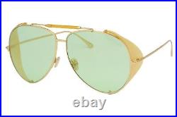 Tom Ford Jack-02 900 30N Gold Green Lens Men's Aviator Sunglasses 62-11-140 Case