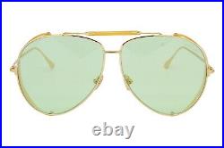 Tom Ford Jack-02 900 30N Gold Green Lens Men's Aviator Sunglasses 62-11-140 Case