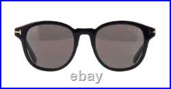 Tom Ford Jameson TF752 01D Black Polarized Round Plastic Sunglasses 52-21-145 sd