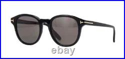 Tom Ford Jameson TF752 01D Black Polarized Round Plastic Sunglasses 52-21-145 sd