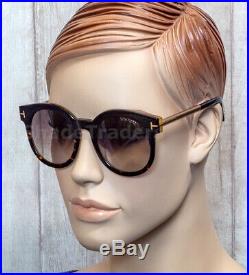Tom Ford Janina Round Sunglasses Black Havana Gold Brown Gradient Ft 0435 01k