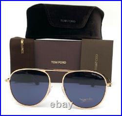 Tom Ford Jason FT0621 28V Gold / Blue 57mm Sunglasses TF0621