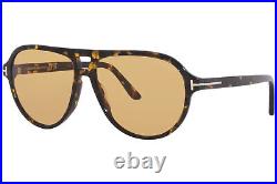 Tom Ford Jeffrey TF932 55E Sunglasses Men's Havana/Brown Yellow Lens Pilot 59mm