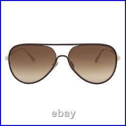 Tom Ford Jessie-02 1016 32N Gold Brown Leather Men's Sunglasses 60-15-145 WithCase