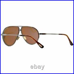 Tom Ford Jet FT0734-H 12E Grey Metal Aviator Sunglasses With Brown Lens